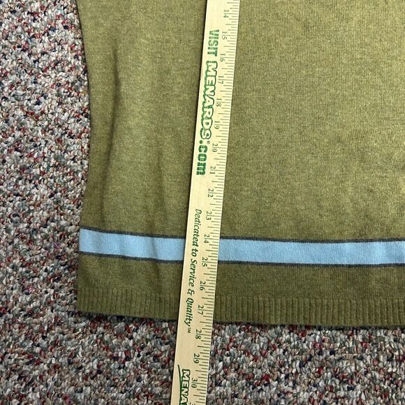 Gene Meyer Olive 100% Cashmere Red Blue Striped Crewneck Sweater Size XL - Picture 10 of 10